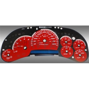 US Speedo Gauge Face Overlay - Red Daytime Color/ White Letter Color - SS1200645D