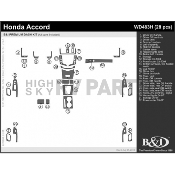 B & I Fender Dash Panel Trim WD483HSNB