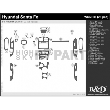B & I Fender Dash Panel Trim WD592BSNB-1