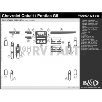 B & I Fender Dash Panel Trim WD593ASDB-1