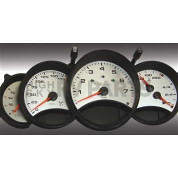 US Speedo Gauge Face Overlay - Silver Daytime Color/ White Letter Color - SS91101W