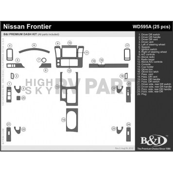 B & I Fender Dash Panel Trim WD595ASNB-1