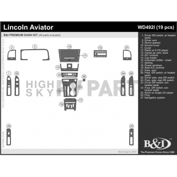B & I Fender Dash Panel Trim WD492ISDB-1
