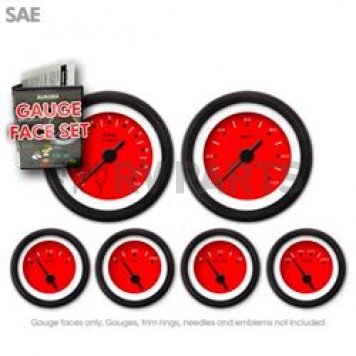 Aurora Instuments Gauge Face Overlay - Fiber Red Daytime Color/ White Letter Color - 8287