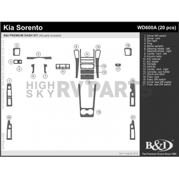 B & I Fender Dash Panel Trim WD600ASDB-1