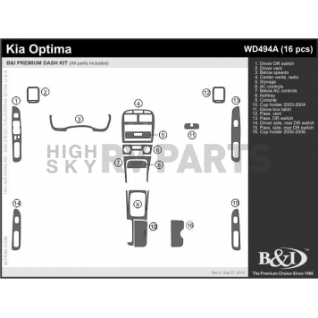 B & I Fender Dash Panel Trim WD494ADRW