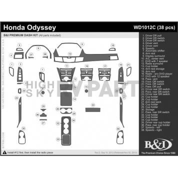 B & I Fender Dash Panel Trim WD1012CDET-1