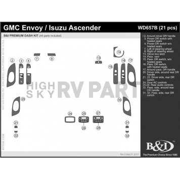 B & I Fender Dash Panel Trim WD657BDEN-1