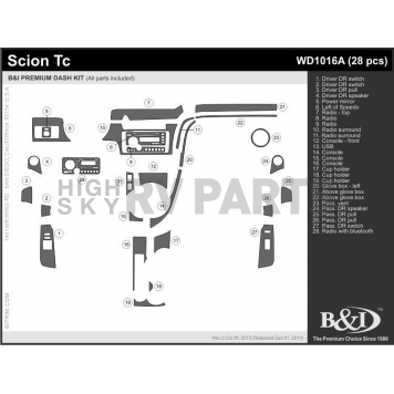 B & I Fender Dash Panel Trim WD1016ADRW