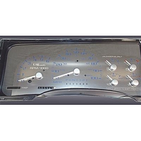 US Speedo Gauge Face Overlay - Silver Daytime Color/ Blue Letter Color - SSGM98B