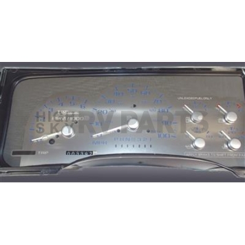 US Speedo Gauge Face Overlay - Silver Daytime Color/ Blue Letter Color - SSGM98B
