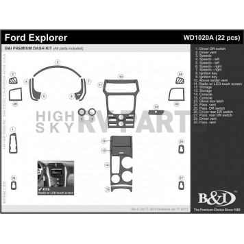 B & I Fender Dash Panel Trim WD1020ASDB
