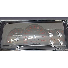 US Speedo Gauge Face Overlay - Silver Daytime Color/ Red Letter Color - SSGM98R