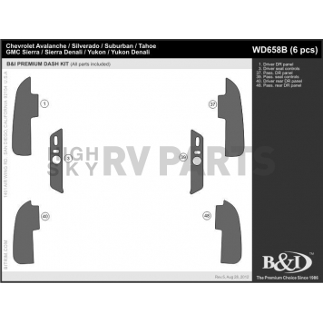 B & I Fender Dash Panel Trim WD658BDLE-1