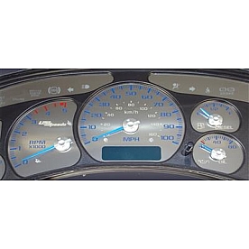 US Speedo Gauge Face Overlay - Silver Daytime Color/ Blue Letter Color - SSGM995B