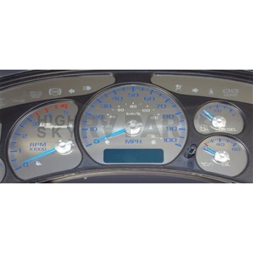 US Speedo Gauge Face Overlay - Silver Daytime Color/ Blue Letter Color - SSGM995B