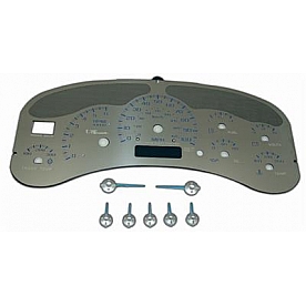 US Speedo Gauge Face Overlay - Silver Daytime Color/ Blue Letter Color - SSGM00B