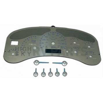 US Speedo Gauge Face Overlay - Silver Daytime Color/ Blue Letter Color - SSGM00B