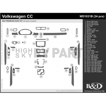 B & I Fender Dash Panel Trim WD1031BSDB-1