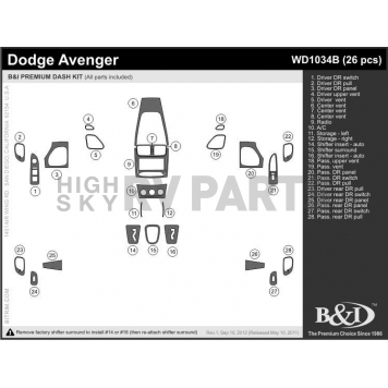 B & I Fender Dash Panel Trim WD1034BRBA