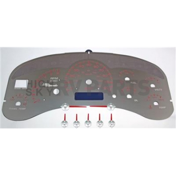 US Speedo Gauge Face Overlay - Silver Daytime Color/ Red Letter Color - SSGM00R