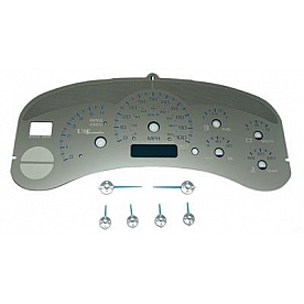 US Speedo Gauge Face Overlay - Silver Daytime Color/ Blue Letter Color - SSGM99B