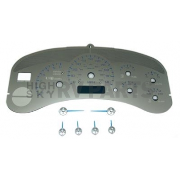 US Speedo Gauge Face Overlay - Silver Daytime Color/ Blue Letter Color - SSGM99B