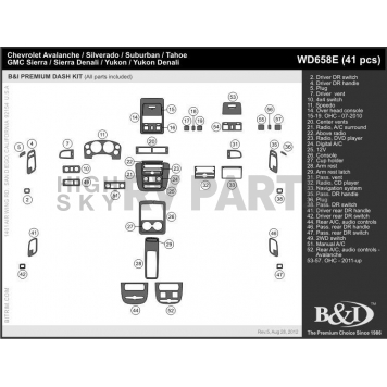 B & I Fender Dash Panel Trim WD658EDCF