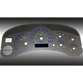 US Speedo Gauge Face Overlay - Silver Daytime Color/ Blue Letter Color - SSGM99BK