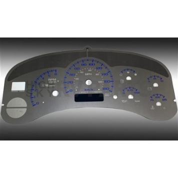US Speedo Gauge Face Overlay - Silver Daytime Color/ Blue Letter Color - SSGM99BK