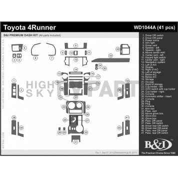 B & I Fender Dash Panel Trim WD1044ASDB-1