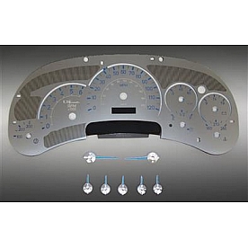 US Speedo Gauge Face Overlay - Silver Daytime Color/ Blue Letter Color - SSH201B