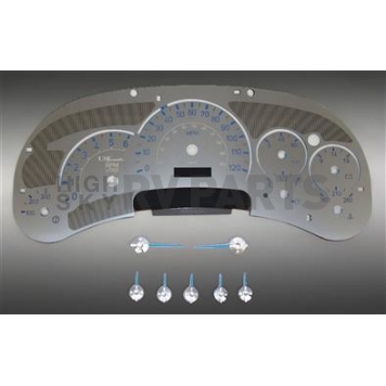 US Speedo Gauge Face Overlay - Silver Daytime Color/ Blue Letter Color - SSH201B