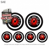 Aurora Instuments Gauge Face Overlay - Fiber Red Daytime Color/ White Letter Color - 8330