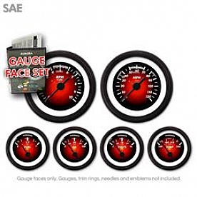 Aurora Instuments Gauge Face Overlay - Fiber Red Daytime Color/ White Letter Color - 8330