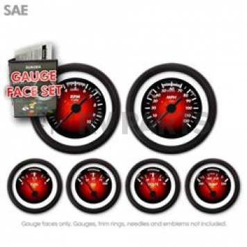 Aurora Instuments Gauge Face Overlay - Fiber Red Daytime Color/ White Letter Color - 8330
