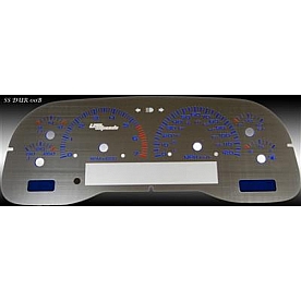 US Speedo Gauge Face Overlay - Silver Daytime Color/ Blue Letter Color - SSDUR00B