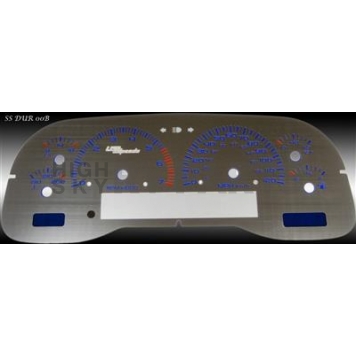 US Speedo Gauge Face Overlay - Silver Daytime Color/ Blue Letter Color - SSDUR00B