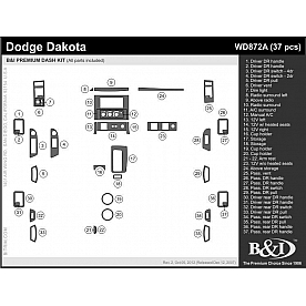 B & I Fender Dash Panel Trim WD872ADLE