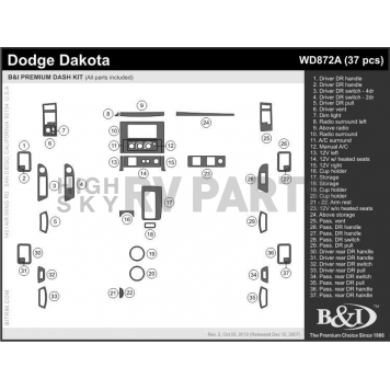 B & I Fender Dash Panel Trim WD872ADLE