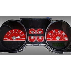 US Speedo Gauge Face Overlay - Red Daytime Color/ White Letter Color - MUS0665