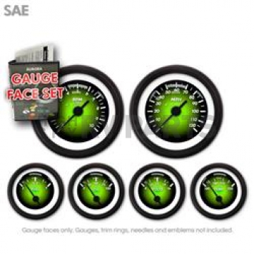 Aurora Instuments Gauge Face Overlay - Fiber Green Daytime Color/ White Letter Color - 8332
