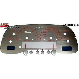 US Speedo Gauge Face Overlay - Silver Daytime Color/ Red Letter Color - SSDUR01R