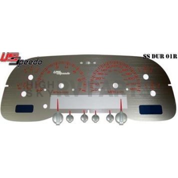 US Speedo Gauge Face Overlay - Silver Daytime Color/ Red Letter Color - SSDUR01R