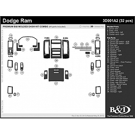 B & I Fender Dash Panel Trim 3D001A2SDE