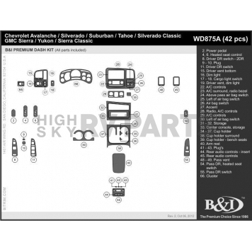 B & I Fender Dash Panel Trim WD875ADLE