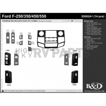 B & I Fender Dash Panel Trim 3D002A1DRW-1