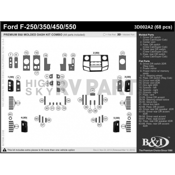 B & I Fender Dash Panel Trim 3D002A2DRW