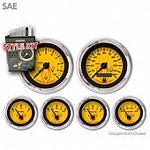 Aurora Instuments Gauge Face Overlay - Fiber Yellow Daytime Color/ Black Letter Color - 1098