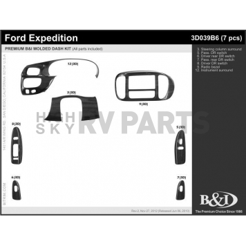 B & I Fender Dash Panel Trim 3D039B6DLE-1